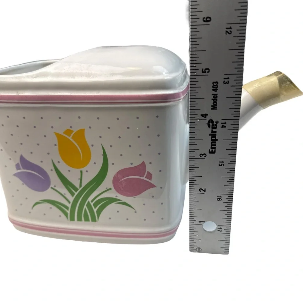 Vintage 1985 Teleflora Tulip‎ Ceramic Watering Can Vase Cottagecore G72Q